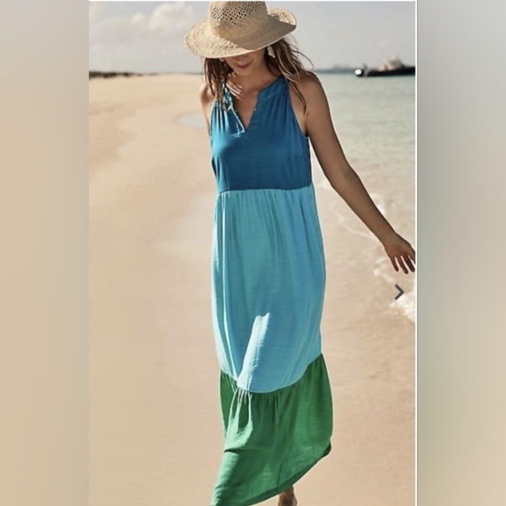 J.Jill Colorful Block Tier Maxi Tank  Sleeveless Dress